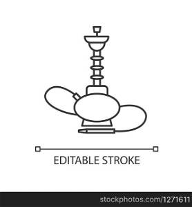 Hookah pixel perfect linear icon. Sheesha house. Glass sphere base. Popular nargile lounge. Thin line customizable illustration. Contour symbol. Vector isolated outline drawing. Editable stroke