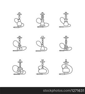 Hookah pixel perfect linear icons set. Shisha with wire. Sheesha house. Nargile lounge. Smoking area. Customizable thin line contour symbols. Isolated vector outline illustrations. Editable stroke