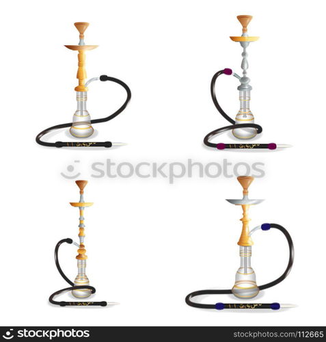 Hookah Vector Set. Hookahs Icons. Hookah Vector Set. Hookahs Icons Of Various Shapes. Collection Smoking Hookahs Illustration. Egyptian, Arab Hookahs Isolated On White