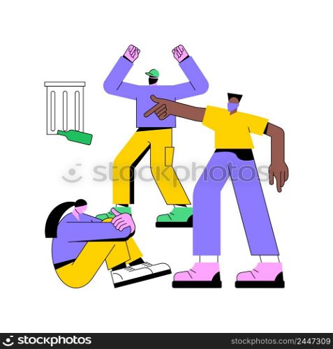 Hooliganism abstract concept vector illustration. Rowdy unlawful behaviour, troublemakers gang, bullying vandalism, football fans, booing crowd, sport event, mass riots, fight abstract metaphor.. Hooliganism abstract concept vector illustration.