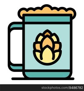 Hop beer mug icon outline vector. Drink tank. Barrel alcohol color flat. Hop beer mug icon vector flat