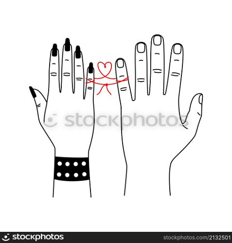 Hope hands touch. Cartoon concept of romantic relationships, symbol togetherness of lovers, vector illustration of caring and safety of connecting the palms isolated on white background. Hope hands touch. Cartoon concept of romantic relationships, symbol togetherness of lovers, vector illustration of caring and safety of connecting the palms isolated on white