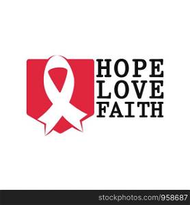Hope, Love and Faith. Fight against cancer, pink ribbon, breast cancer awareness symbol. Breast cancer awareness program vector template design.
