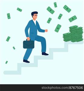 Hope to success in business, accomplishment or reaching business goal, reward and motivation concept, smart confident businessman climb up stair to the top to reaching to grab precious star reward. Hope to success in business, accomplishment or reaching business goal, reward and motivation concept, smart confident businessman climb up stair to the top to reaching to grab precious star reward.