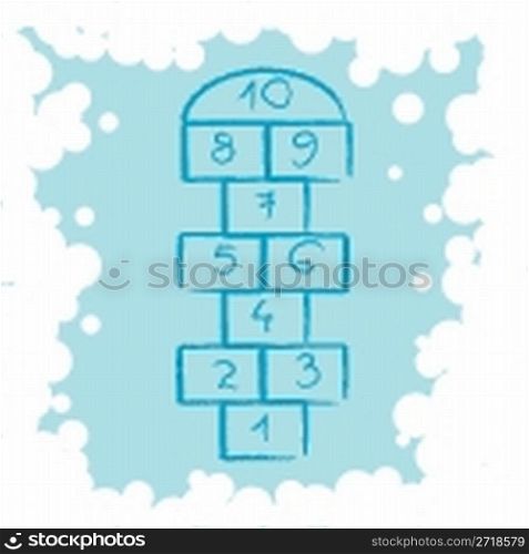 hopscotch and bubbles composition, abstract vector art illustration