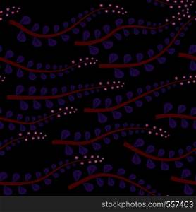 Horisontal branches flat vector style abstract color pattern seamless on the black background
