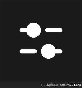 Horizontal adjust dark mode glyph ui icon. Equalizer. Sound option. User interface design. White silhouette symbol on black space. Solid pictogram for web, mobile. Vector isolated illustration. Horizontal adjust dark mode glyph ui icon