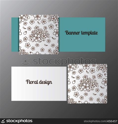 Horizontal banner template ornate flower. Vector illustration. Horizontal banner template ornate flower