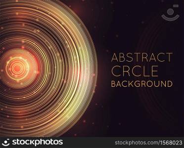 Horizontal banner with abstract glowing background with concentric circles, glitter and space for text. Shine halos. Template with techno ring for slides, covers and your design.. Horizontal banner with abstract glowing background with concentric circles, glitter and space for text. Shine halos. Template