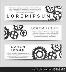 Horizontal banners template with gears. Horizontal banners template with gears collection. Vector illustration