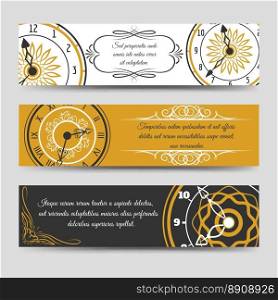 Horizontal banners with watches. Horizontal banners with watches vector set for web design