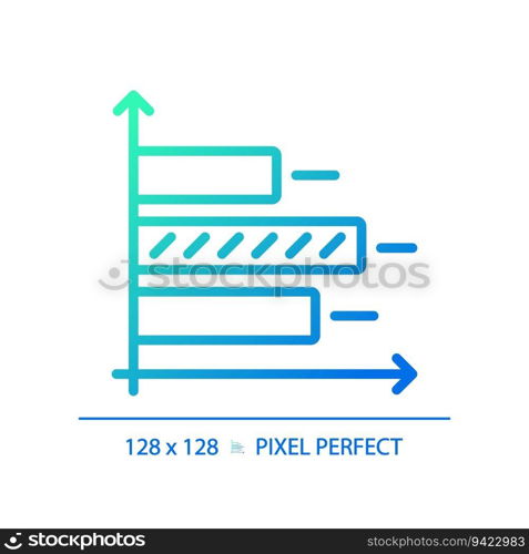 Horizontal bar chart gradient linear vector icon. Comparing products. Marketing analysis. Data analytics. Thin line color symbol. Modern style pictogram. Vector isolated outline drawing. Horizontal bar chart gradient linear vector icon