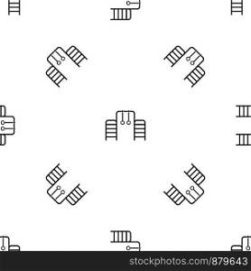 Horizontal bar with climbing rings and ladder pattern repeat seamless in black color for any design. Vector geometric illustration. Horizontal bar with climbing rings and ladder pattern seamless black