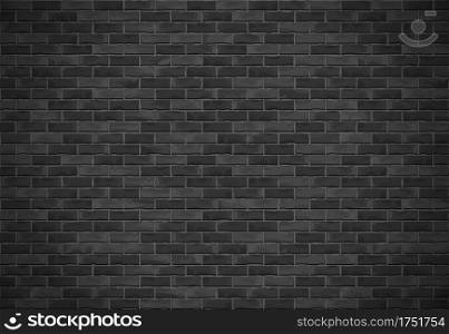 Horizontal black brick wall with shadow, vector eps10 illustration. Brick Wall Background