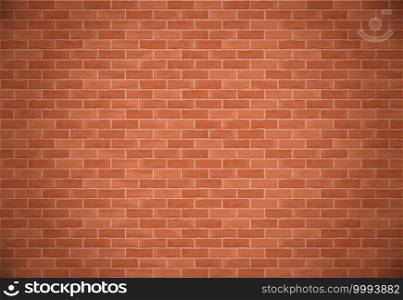 Horizontal brown brick wall with shadow, vector eps10 illustration. Brick Wall Background