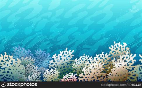 Horizontal colorful seamless background with coral reef.. Coral Reef Pattern
