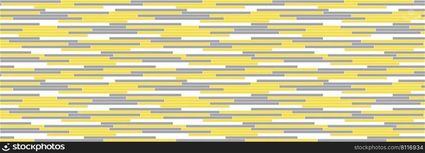 Horizontal glitch irregular streak print texture, stripes seamless pattern illuminating yellow, ultimate grey and white trendy color background