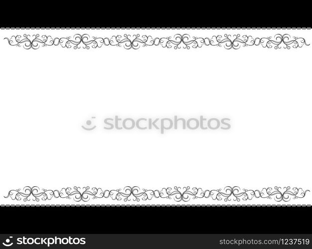 Horizontal greeting black and white card with floral elements, illustration for design with place for your text