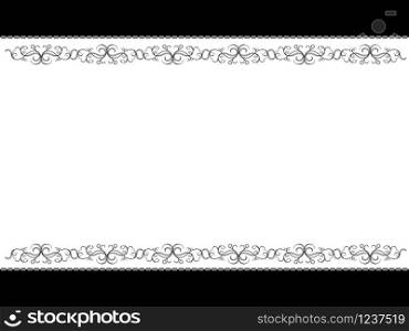 Horizontal greeting black and white card with floral elements, illustration for design with place for your text