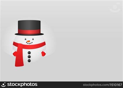 Horizontal greeting card with Christmas snowman and place for text. Banner. Vector element for your design. Horizontal greeting card with Christmas snowman and place for text. Banner.