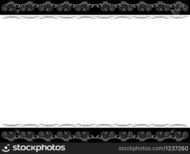 Horizontal greeting monochrome card with floral elements, illustration for design with place for your text