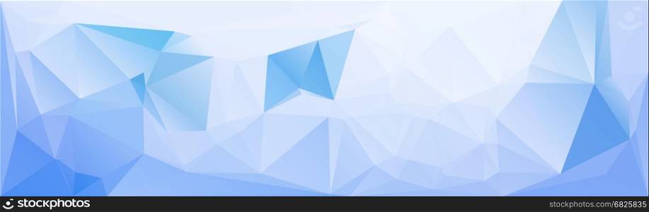 Horizontal header blue lowpolygonal texture template. Vector illustration. Vibrant blueish banner template. Triangular mosaic pattern.