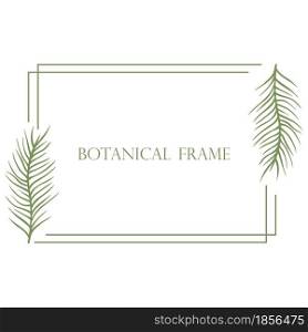 Horizontal rectangular frame with sheets vector illustration. Rustic simple natural rim. Deciduous template for postcards and congratulations.