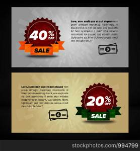 Horizontal sale banners. Sale and discounts. Vector illustration. Horizontal sale banners