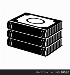 Horizontal stack of three books black simple icon on a white background. Horizontal stack of three books black simple icon