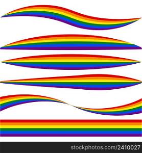 horizontal stripes lgbt flag with different profile shape, vector lgbt pride flag curved stripes