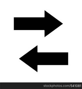 Horizontal swap glyph icon. Exchange arrows. Horizontal flip. Silhouette symbol. Negative space. Vector isolated illustration. Horizontal swap glyph icon