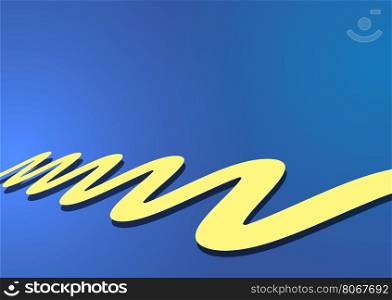 horizontal yellow curve line on blue background abstract vector illustration
