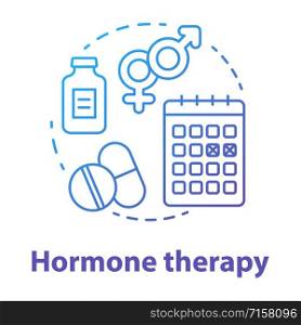 Hormone therapy blue gradient concept icon. Pills idea thin line illustration. Medicine, medical treatment, birth control. Menopause, cancer, transgender medication. Vector isolated outline drawing