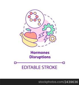 Hormones disruptions concept icon. Endocrine system problem. Side effect abstract idea thin line illustration. Isolated outline drawing. Editable stroke. Arial, Myriad Pro-Bold fonts used. Hormones disruptions concept icon