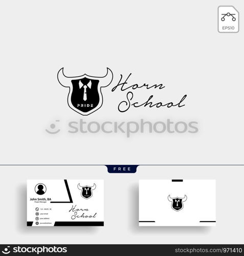 Horn education, learning logo template vector illustration with business card template - vector. Horn education, learning logo template with business card