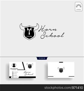 Horn education, learning logo template vector illustration with business card template - vector. Horn education, learning logo template with business card