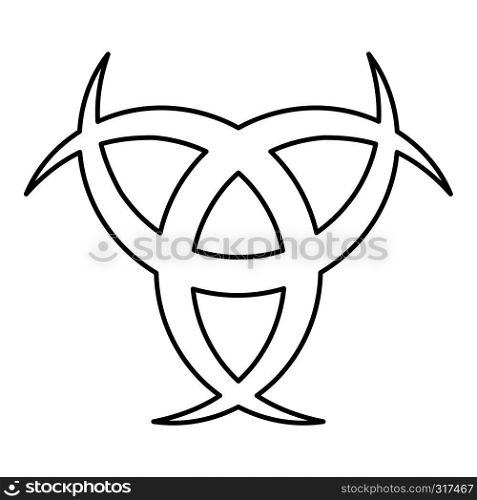 Horn Odin Triple horn of Odin icon black color outline vector illustration flat style simple image. Horn Odin Triple horn of Odin icon black color outline vector illustration flat style image