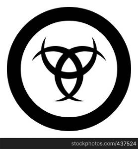 Horn Odin Triple horn of Odin icon in circle round black color vector illustration flat style simple image. Horn Odin Triple horn of Odin icon in circle round black color vector illustration flat style image