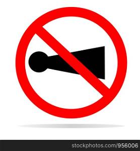 horn prohibited with shadow on white background. flat style. horn prohibited icon for your web site design, logo, app, UI. no sound symbol. don?t use horn traffic sign.