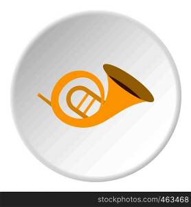 Horn trumpet icon in flat circle isolated vector illustration for web. Horn trumpet icon circle