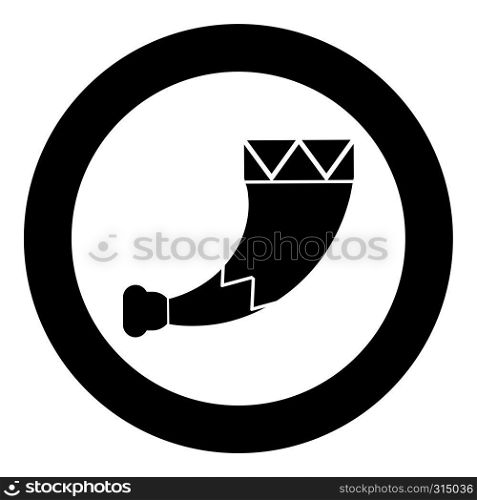 Horn viking icon black color vector in circle round illustration flat style simple image. Horn viking icon black color vector in circle round illustration flat style image