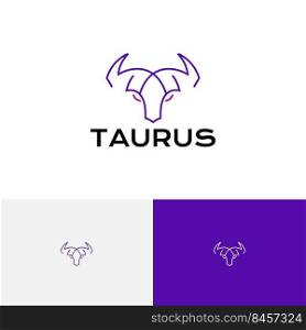 Horned Animal Bull Taurus Goat Monoline Logo