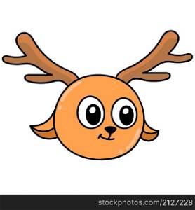 horned fawn head emoticon with cute smiling face
