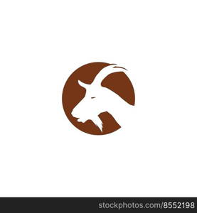 horned goat head logo vector template