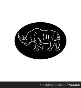 horned rhino icon 1 vector illustration simple design