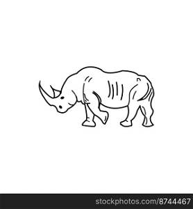 horned rhino icon 1 vector illustration simple design