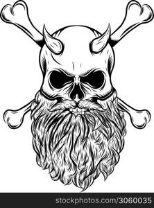 Horned skull with beard and crossed bone