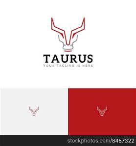 Horned Taurus Head Abstract Line Style Logo