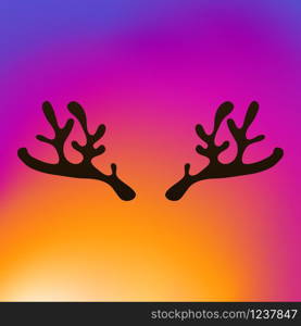 Horns of a reindeer on background, a template of a funny animal. Horns of a reindeer