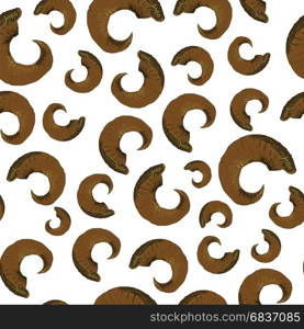 Horns of Ram Seamless Pattern Isolated on White Background. Horns of Ram Seamless Pattern